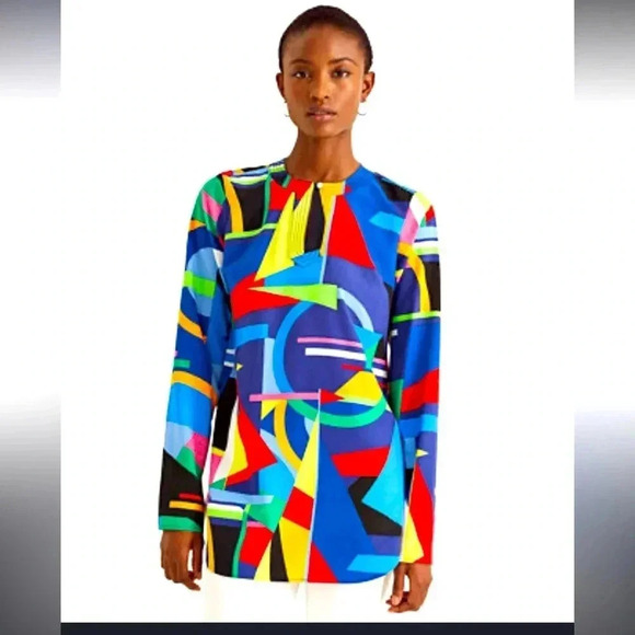 Lauren by Ralph Lauren black label geometric Blouse - Picture 1 of 6